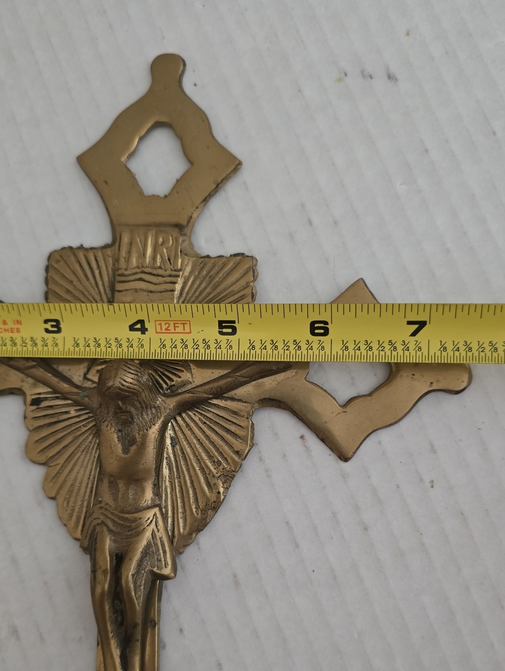 Vintage Solid Brass Crucifix Cross Wall Hanging From India - Picture 13 of 16